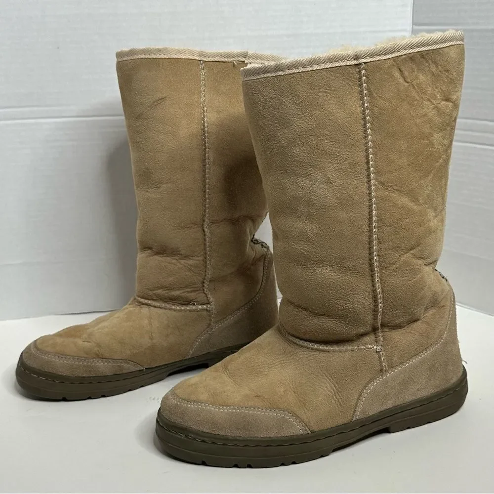 Ugg Ultra Tall Tan 5245 Shearling Boots‎ with Braid Detail size 8